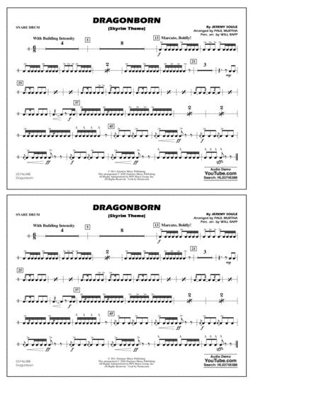 Dragonborn Skyrim Theme Arr Will Rapp Paul Murtha Snare Drum Sheet Music