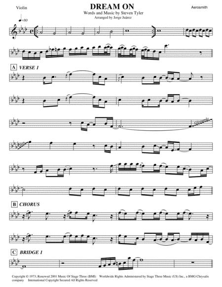 Dream On Violin Sheet Music