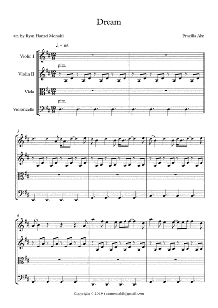 Free Sheet Music Dream String Quartet