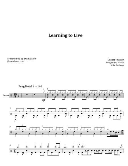 Dream Theater Learning To Live Sheet Music