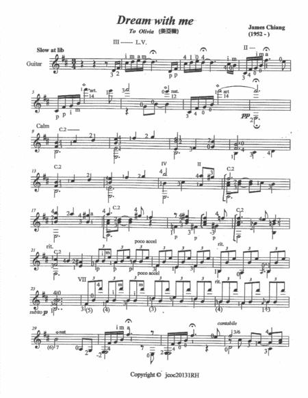 Free Sheet Music Dream With Me Composed For Olivia Chiang By James Chiang