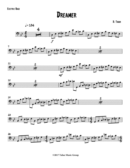 Dreamer Electric Bass Sheet Music