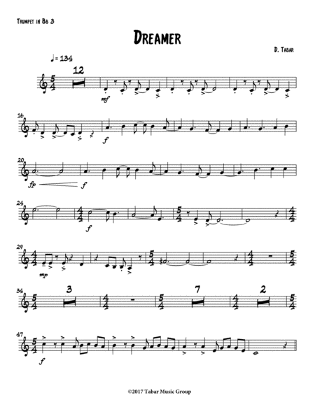 Dreamer Trumpet 3 In Bb Sheet Music