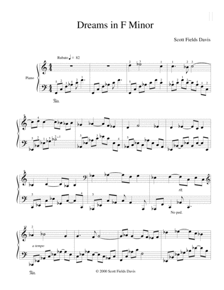 Dreams In F Minor Sheet Music