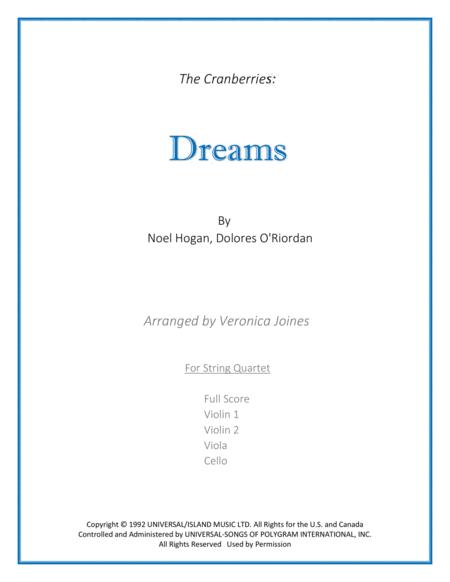 Dreams The Cranberries For String Quartet Sheet Music