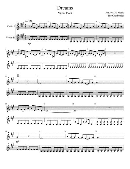 Dreams Violin Duet Sheet Music