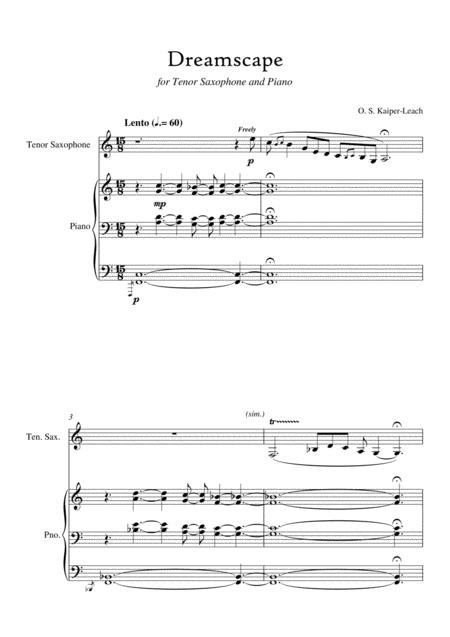 Free Sheet Music Dreamscape For Tenor Saxophone And Piano