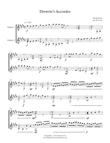 Free Sheet Music Drewries Accordes Guitar Duo Score And Parts