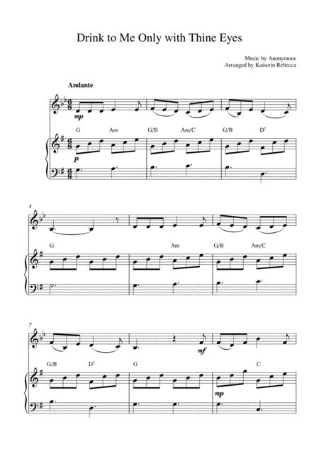 Free Sheet Music Drink To Me Only With Thine Eyes For Clarinet In A Solo And Piano Accompaniment