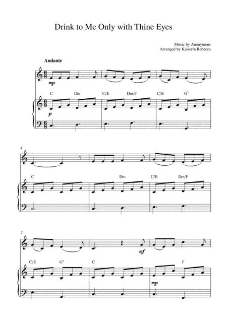Free Sheet Music Drink To Me Only With Thine Eyes Violin Solo And Piano Accompaniment With Chords
