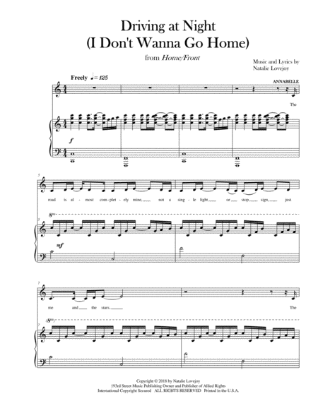 Driving At Night I Dont Wanna Go Home Sheet Music