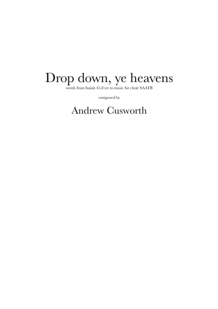 Drop Down Ye Heavens Sheet Music