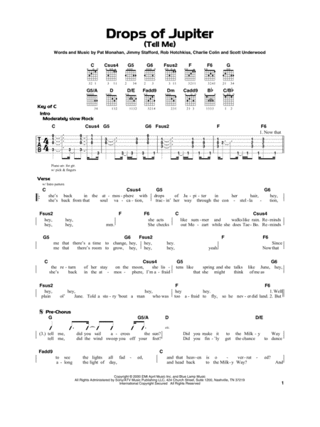 Drops Of Jupiter Tell Me Sheet Music