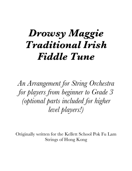 Free Sheet Music Drowsy Maggie A Traditional Irish Tune Arranged For String Orchestra