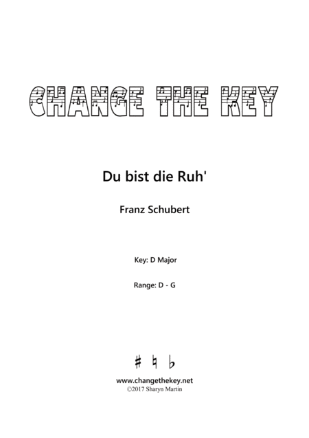 Free Sheet Music Du Bist Die Ruh D Major