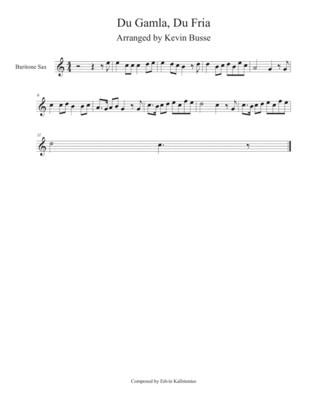 Du Gamla Du Fria Bari Sax Sheet Music