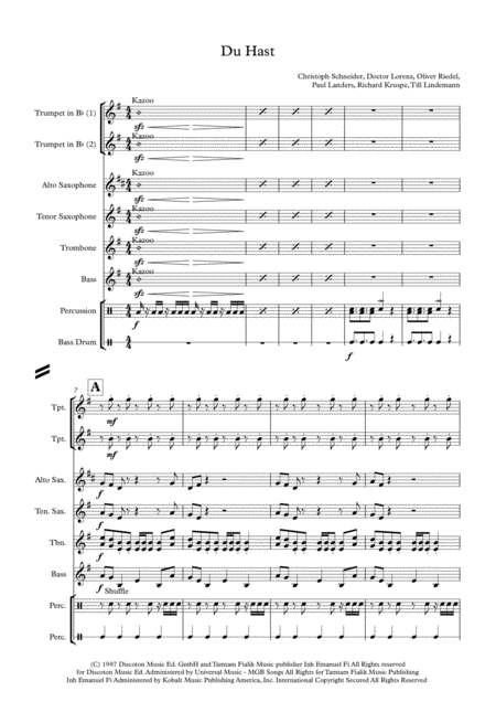 Free Sheet Music Du Hast