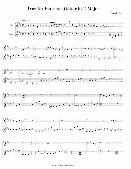 Duet For Flute And Guitar In D Major Sheet Music