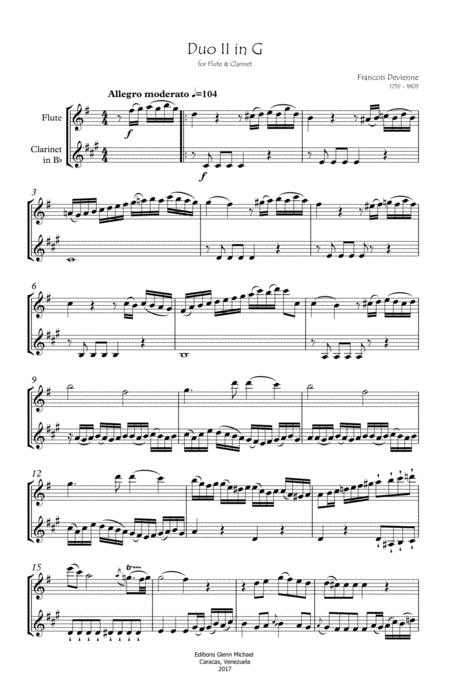 Free Sheet Music Duet For Flute Clarinet