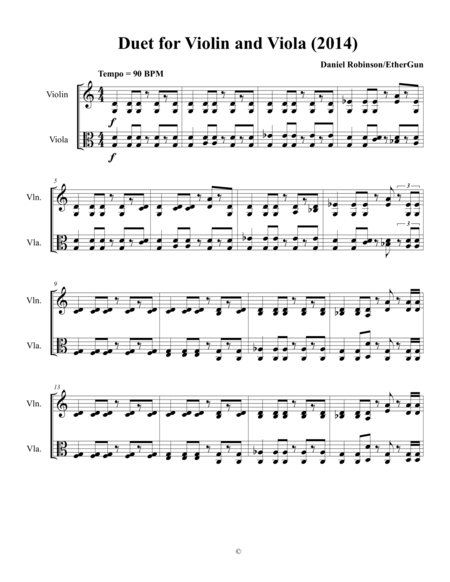 Free Sheet Music Duet For Violin And Viola 2014