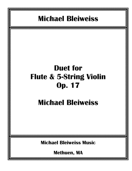 Free Sheet Music Duet Op 17 For Flute And 5 String Violin