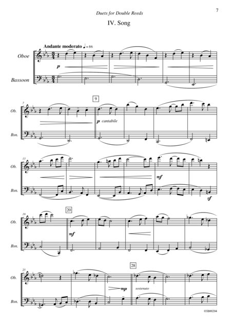 Free Sheet Music Duets For Double Reeds Op 3b 5 Mini Duets For Oboe And Bassoon Iv Song