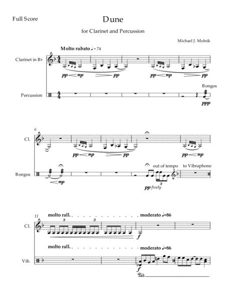 Free Sheet Music Dune For Clarinet And Percussion