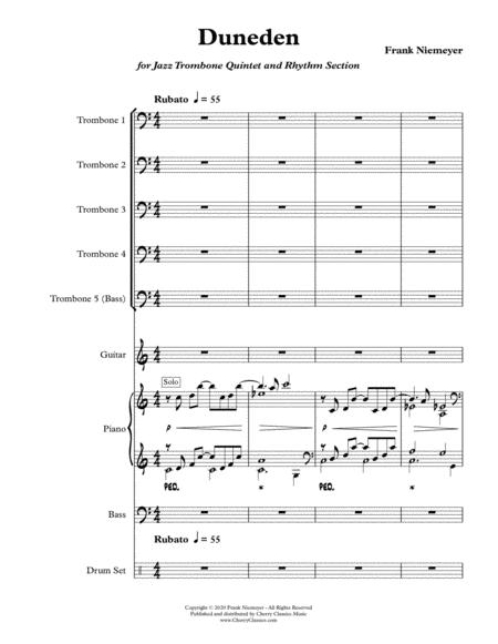 Duneden For Jazz Trombone Quintet And Rhythm Section Sheet Music