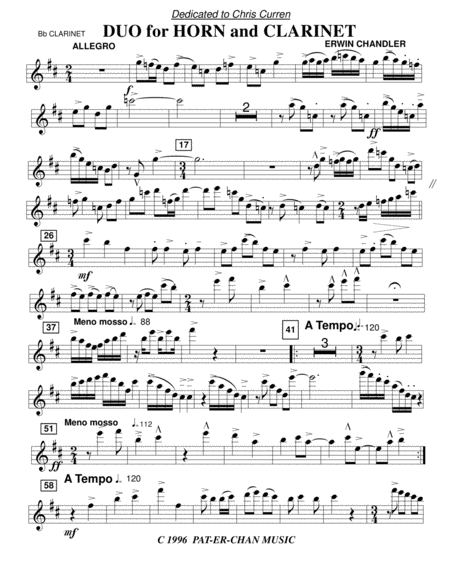 Free Sheet Music Duo For Horn And Clarinet