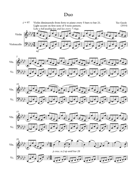 Duo For Violin And Cello Sheet Music