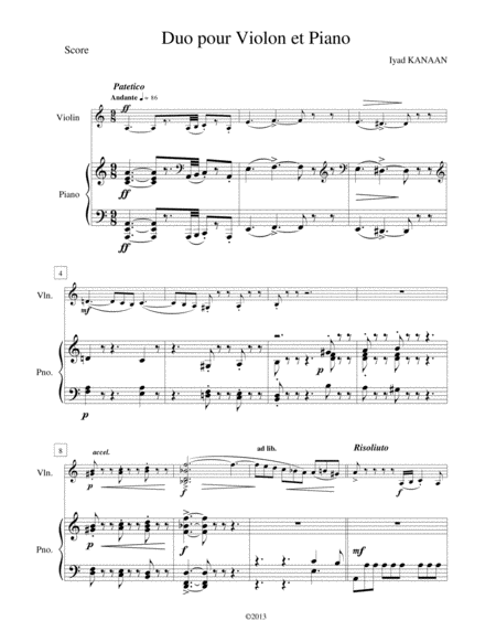Free Sheet Music Duo For Violin And Piano Op 13b