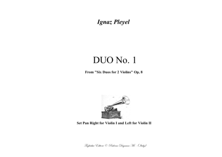 Duo No 1 For Two Violins I Pleyel From Six Duos For 2 Violins Op 8 Pdf File With Integrated Mp3 Files Of The Parts Violin I And Violin Ii Sheet Music