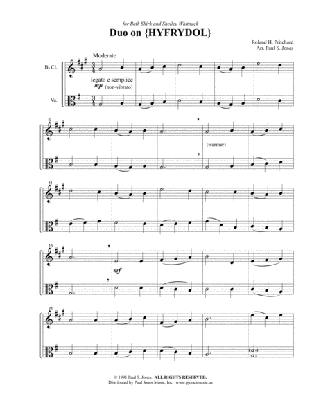 Duo On Hyfrydol Cl Va Sheet Music