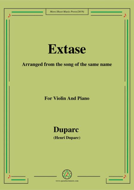 Duparc Extase For Violin And Piano For Violin And Piano Sheet Music