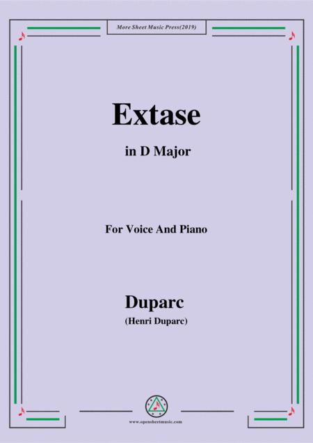 Duparc Extase In D Major For Violin And Piano Sheet Music