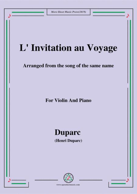 Duparc L Invitation Au Voyage For Violin And Piano Sheet Music