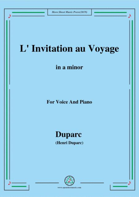 Duparc L Invitation Au Voyage In A Minor For Voice And Piano Sheet Music