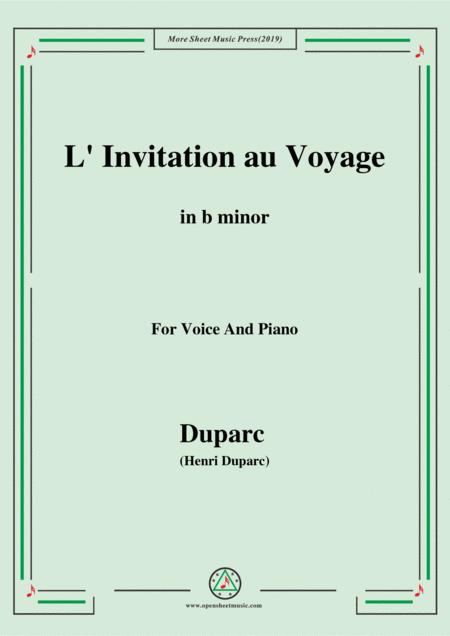 Duparc L Invitation Au Voyage In B Minor For Voice And Piano Sheet Music