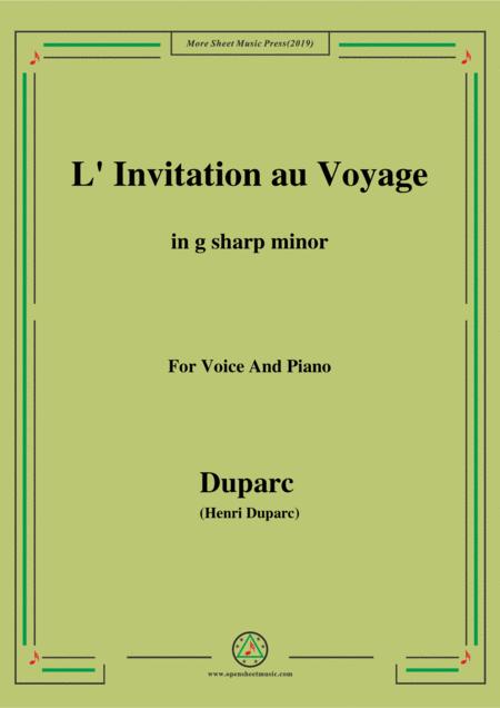 Duparc L Invitation Au Voyage In G Sharp Minor For Voice And Piano Sheet Music