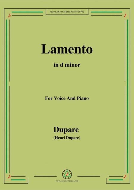 Duparc Lamento In D Minor For Violin And Piano Sheet Music