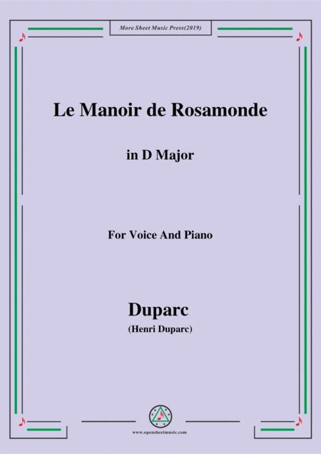 Duparc Le Manoir De Rosamonde In D Major For Violin And Piano Sheet Music