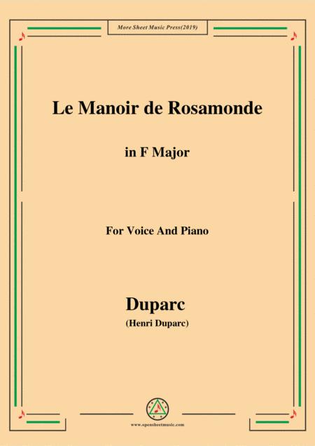 Duparc Le Manoir De Rosamonde In F Major For Violin And Piano Sheet Music