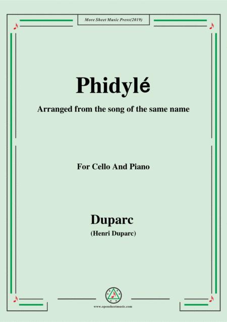 Duparc Phidyl For Cello And Piano For Voice And Piano Sheet Music