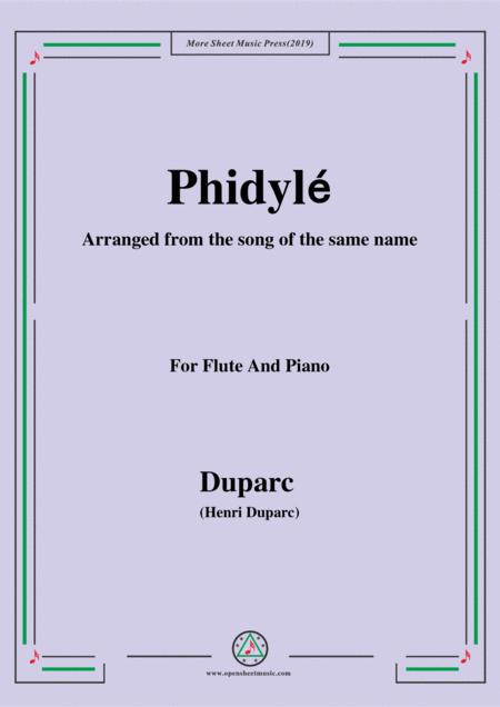 Duparc Phidyl For Flute And Piano For Voice And Piano Sheet Music