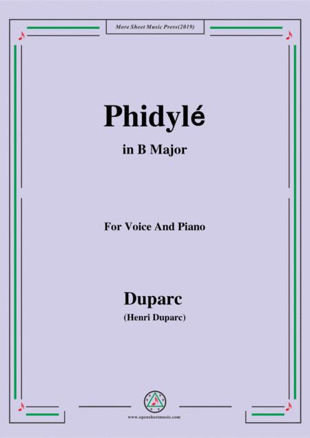 Free Sheet Music Duparc Phidyl In B Major For Voice And Piano