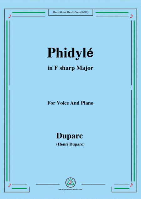 Free Sheet Music Duparc Phidyl In F Sharp Major For Voice And Piano