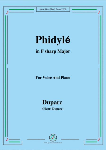 Duparc Phidyl In F Sharp Major For Voice And Piano Sheet Music