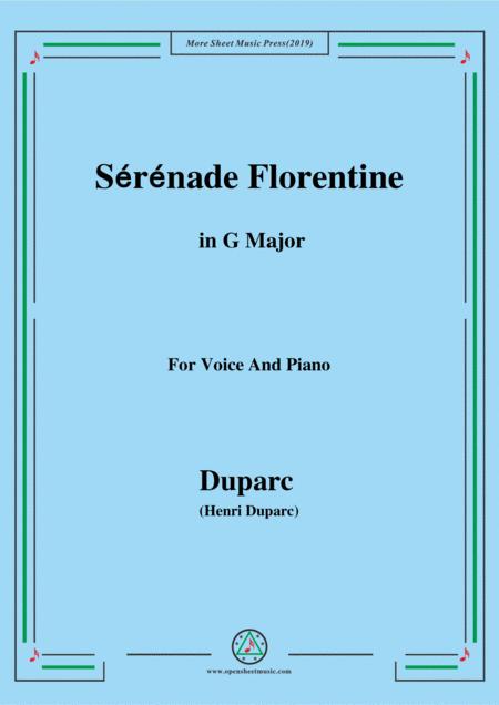 Duparc Srnade Florentine In G Major For Violin And Piano Sheet Music