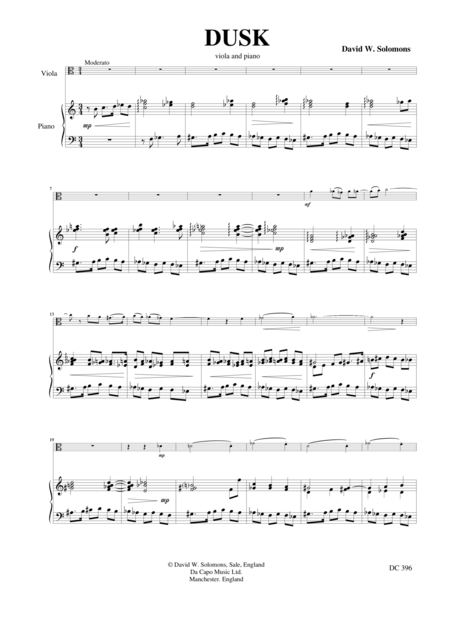 Dusk For Viola And Piano Sheet Music