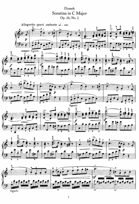 Free Sheet Music Dussek Sonatina In C Major Op 20 No 2 Original Version